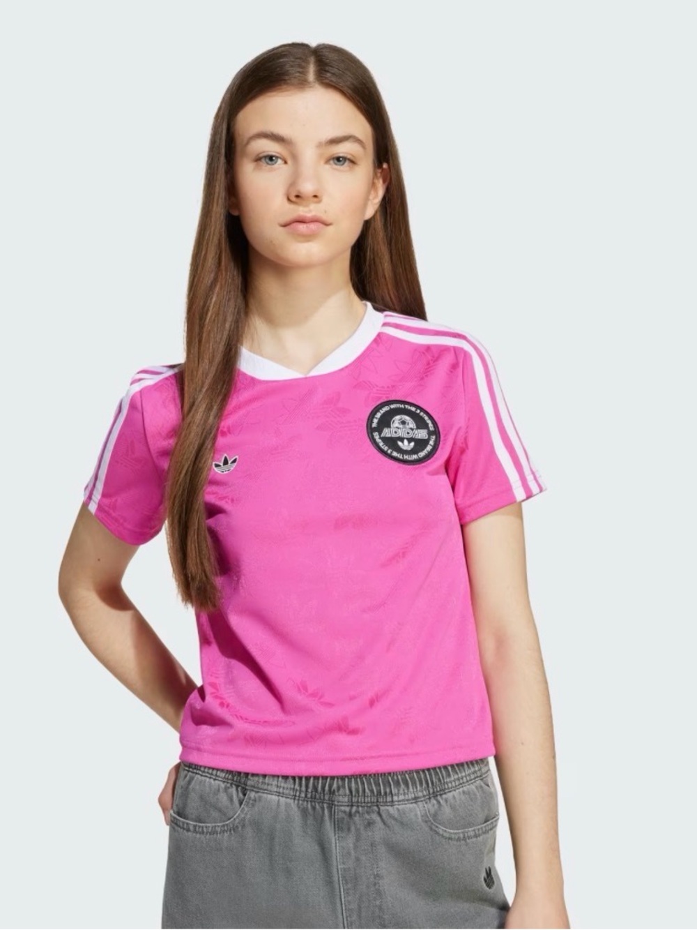 NWT - adidas Kids' Pink Cropped Soccer Tee - size small